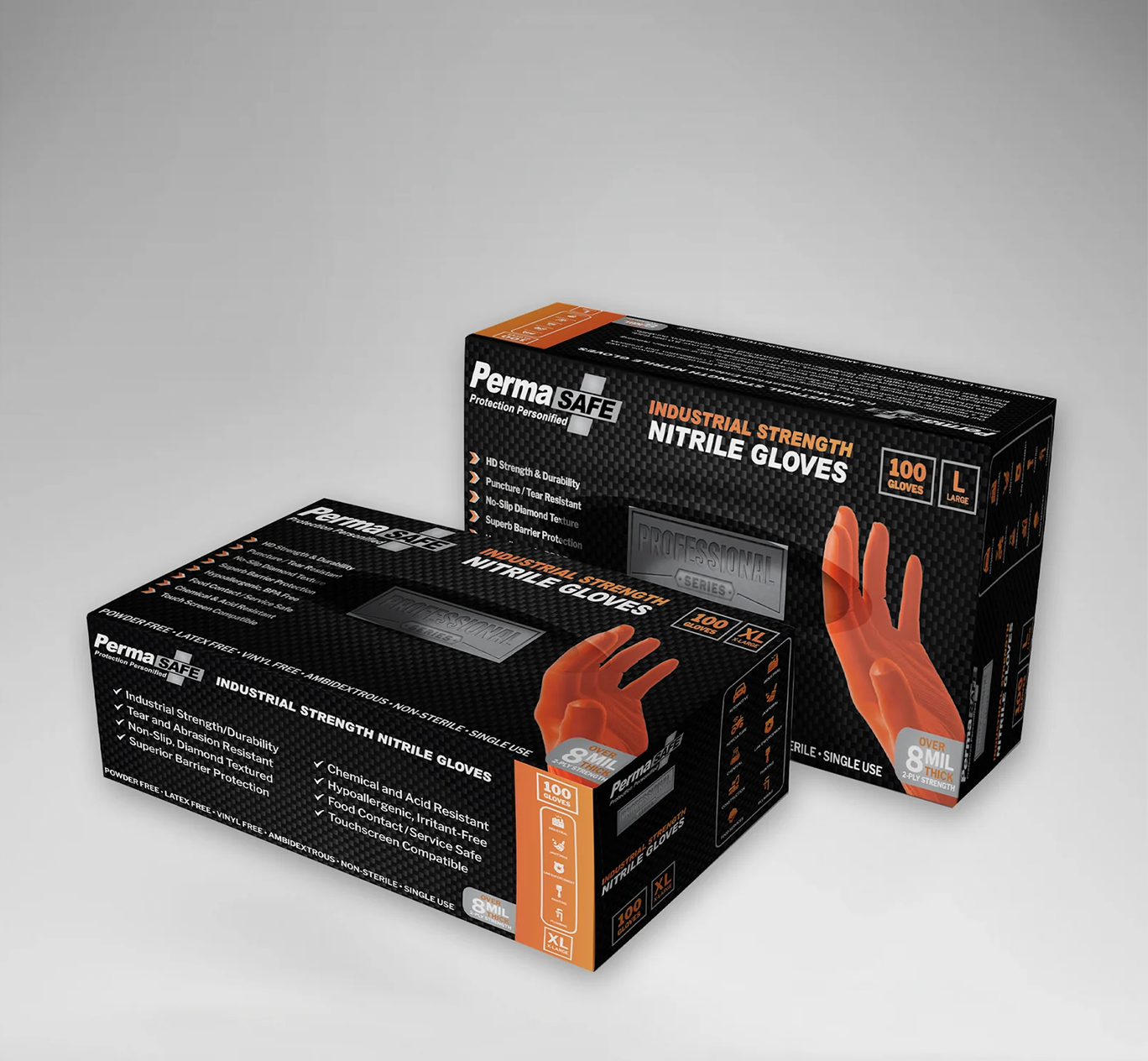 PermaSafe Extreme-Duty Industrial Strength 8+ Mil Nitrile Gloves