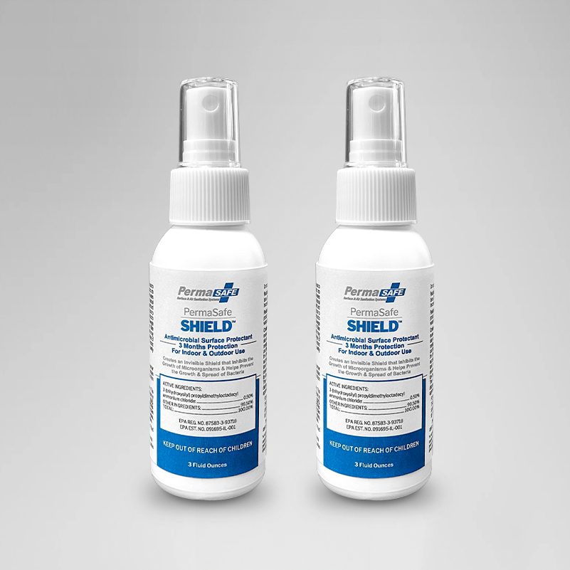 Clean Shield 32oz disinfectant spray bottle with visible label close-up