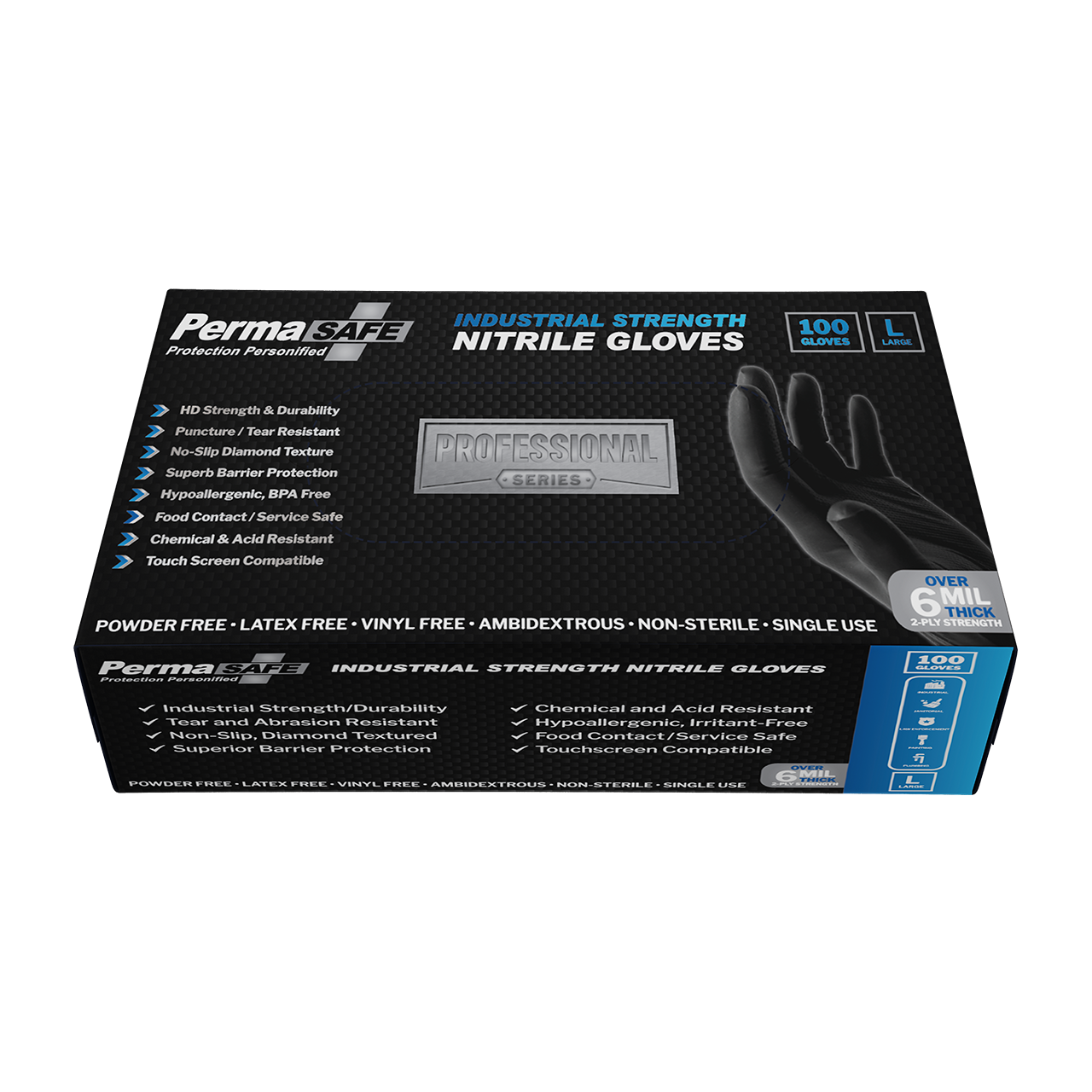 PermaSafe Industrial Strength 6+ Mil Nitrile Gloves