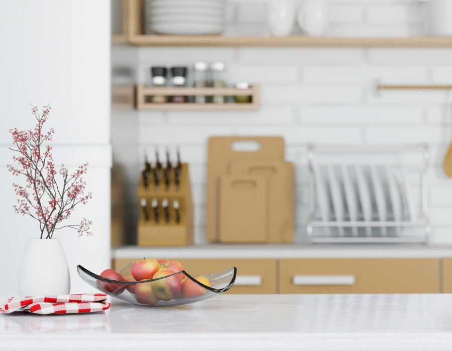 A kitchen showing the various surfaces that PermaSafe is fast and effective on including both porous and non-porous unlike other products.