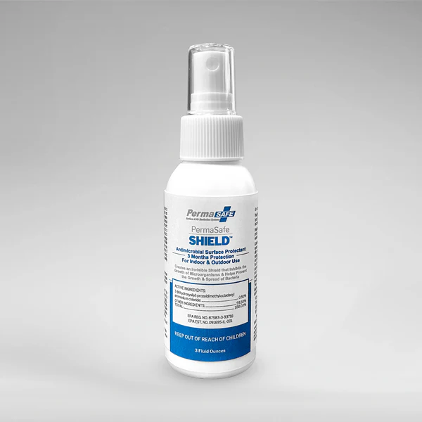 3 ounce bottle of permasafe shield, our 90 Day, All-Purpose, Antimicrobial Surface Protectant